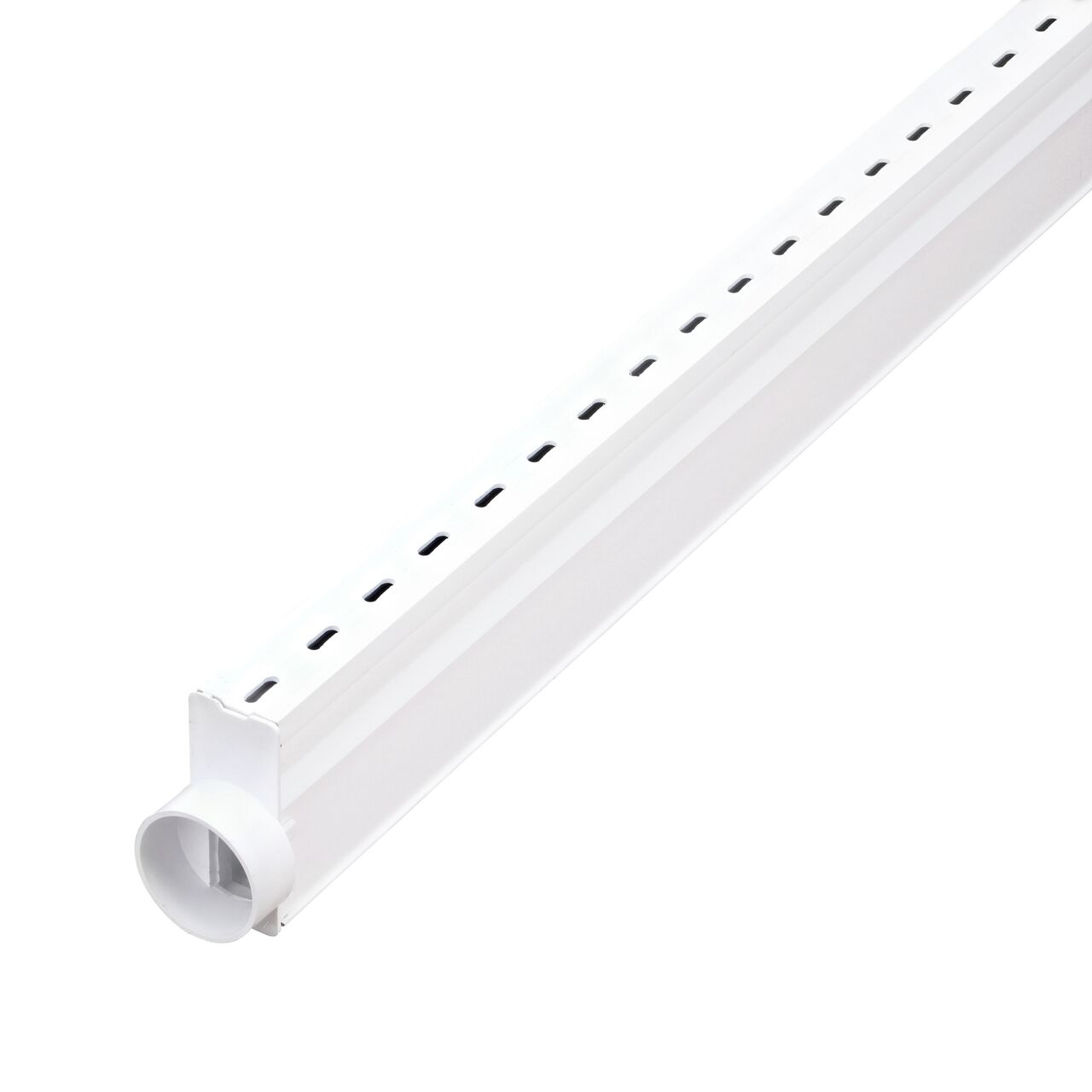 Micro Channel™ White Drain End Outlet (NDS 8461) installed on the Micro Channel Drain (NDS 8001)