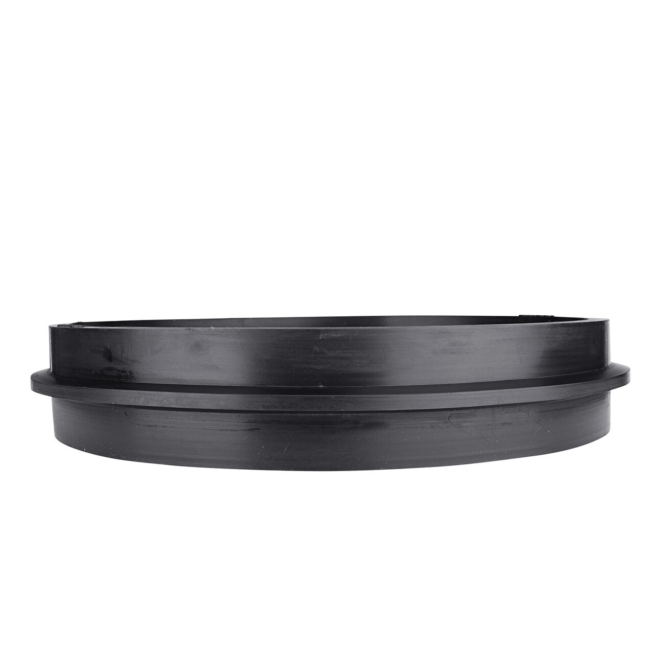 The NDS 8 in. manhole cover, top down inside view, is made of flexible PVC that permit some lateral pipe movement (NDS 8MA)