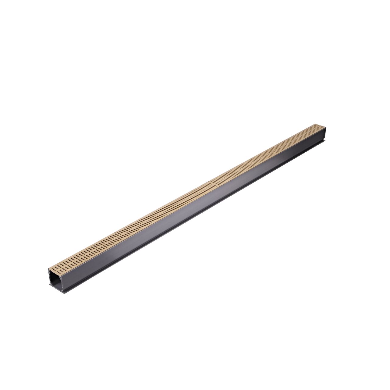 Two Sand Plastic Mini Channel™ Drain Grates (NDS 544) as they fit on one Mini Channel™ Drain (NDS 500)
