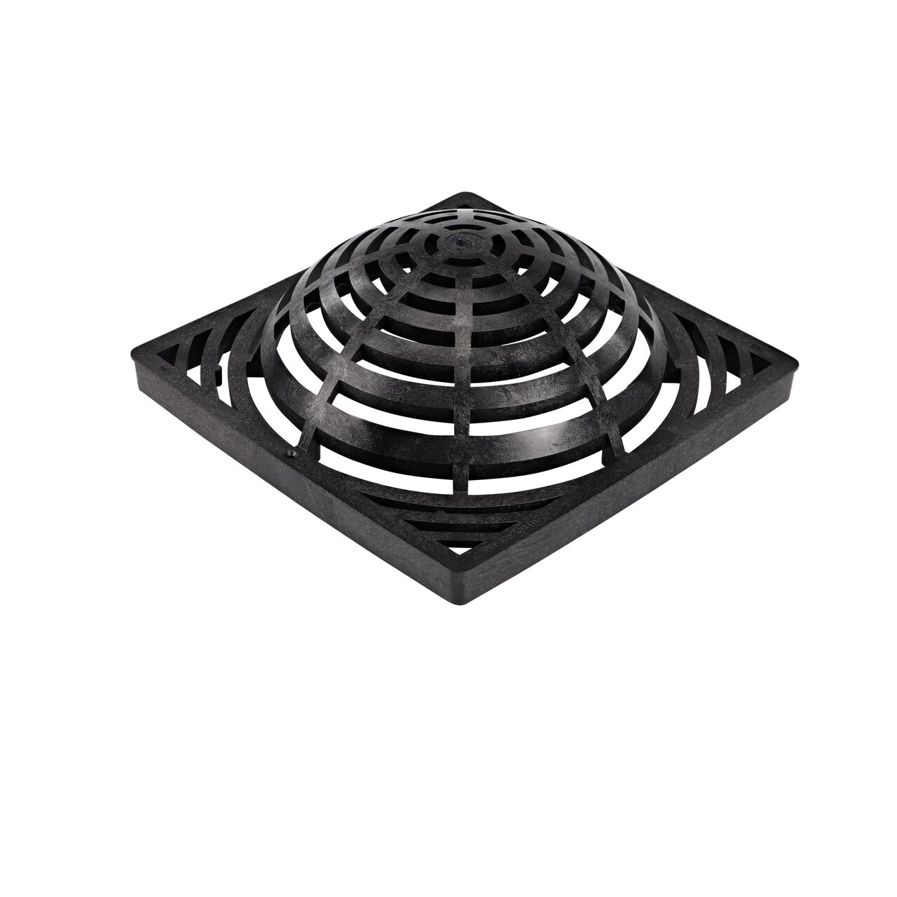 Hero Shot of Black Plastic Atrium 12 in. Square Catch Basin Drain Grate (NDS 1290)