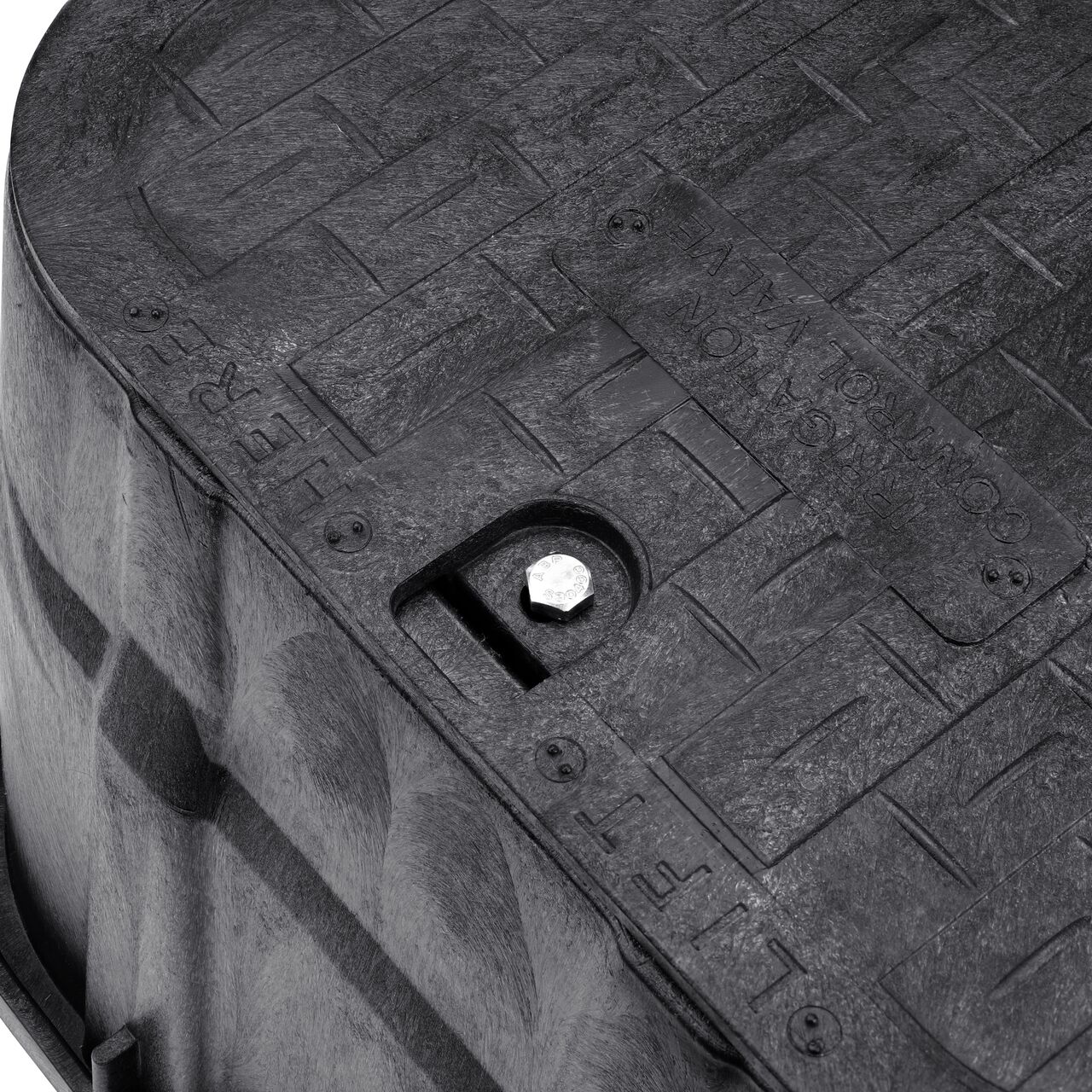 Closeup view of the inside reinforced edges on the NDS 13 in. X 20 in. Rectangular Pro-Spec® Series Jumbo Valve Box and Cover (NDS 317BCBBLK)