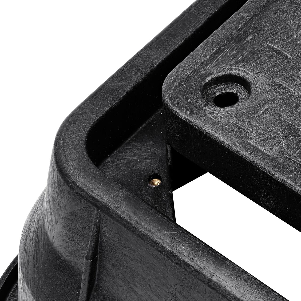 Align the latch on the lid with the latch from the NDS 13 in. X 24 in. Rectangular Standard Series Black Meter Box and Black Water Meter Cover with Bolt (NDS 121BCDMB) for a secure fit