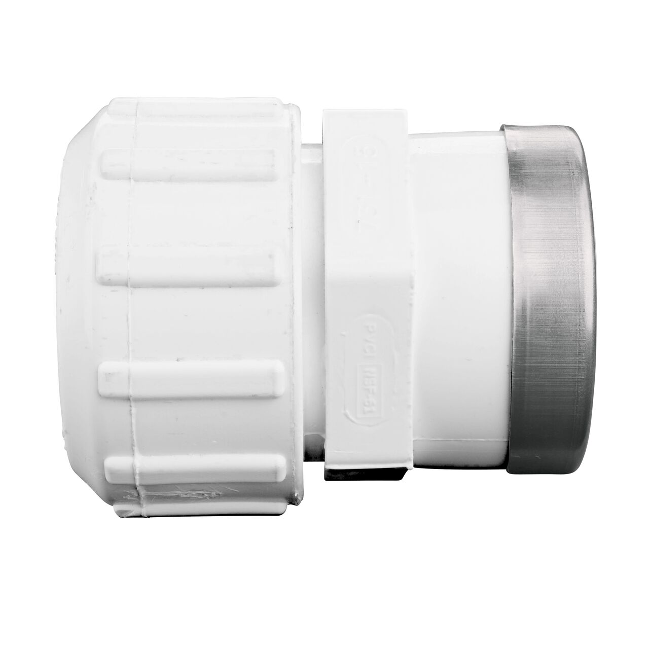 Side View of the NDS 1 1/2 in. SDR-9 CTS X FPT Flo-Lock™ Gripper Adapter (NDS 731-15) which transports water through pipes.