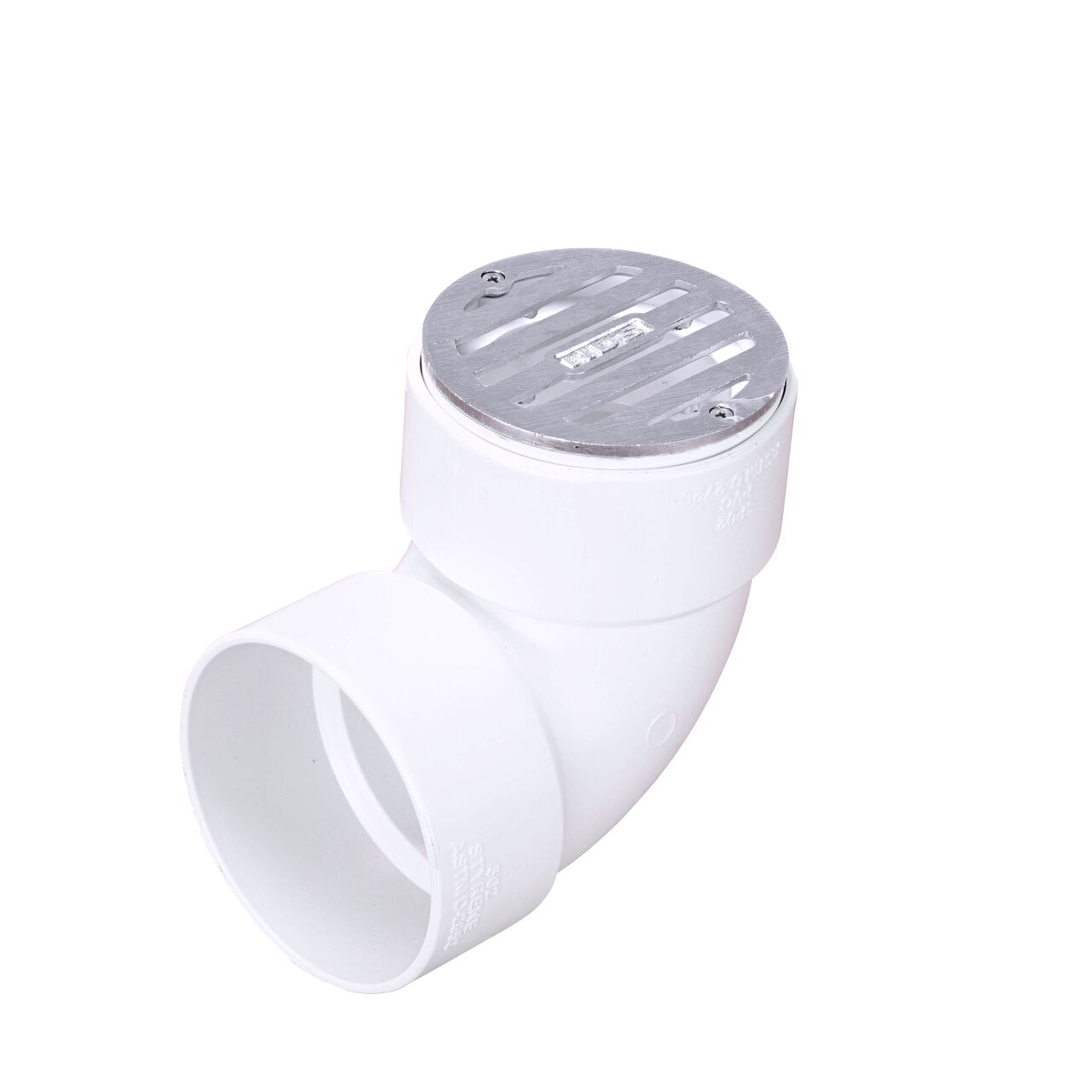 NDS 3 in. Round Grate with Collar installed on 2 in. Sewer and Drain Fitting, or Elbow (NDS 915SC*, NDS 915SC)