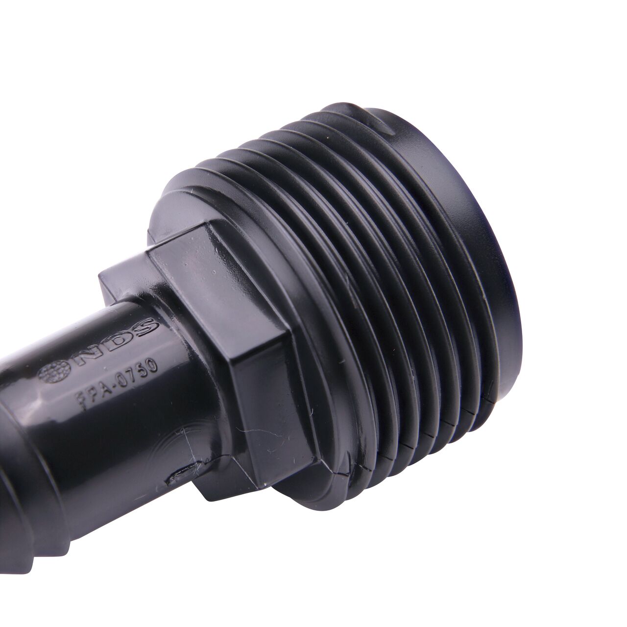 NDS Swing Pipe Adapter includes one end being a spiral barbed adapter (NDS FPA-0750)