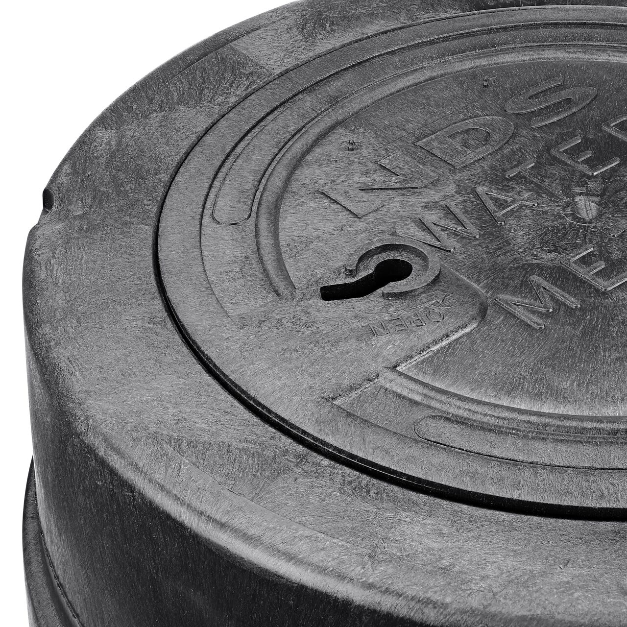 The drop-in meter box lid securely in place on the NDS 16 in. Round Standard Series Black Meter Box and Black Water Meter Cover keeping components protected against the elements, foot traffic, lawn care equipment, and potential vandalism while keeping them out of sight