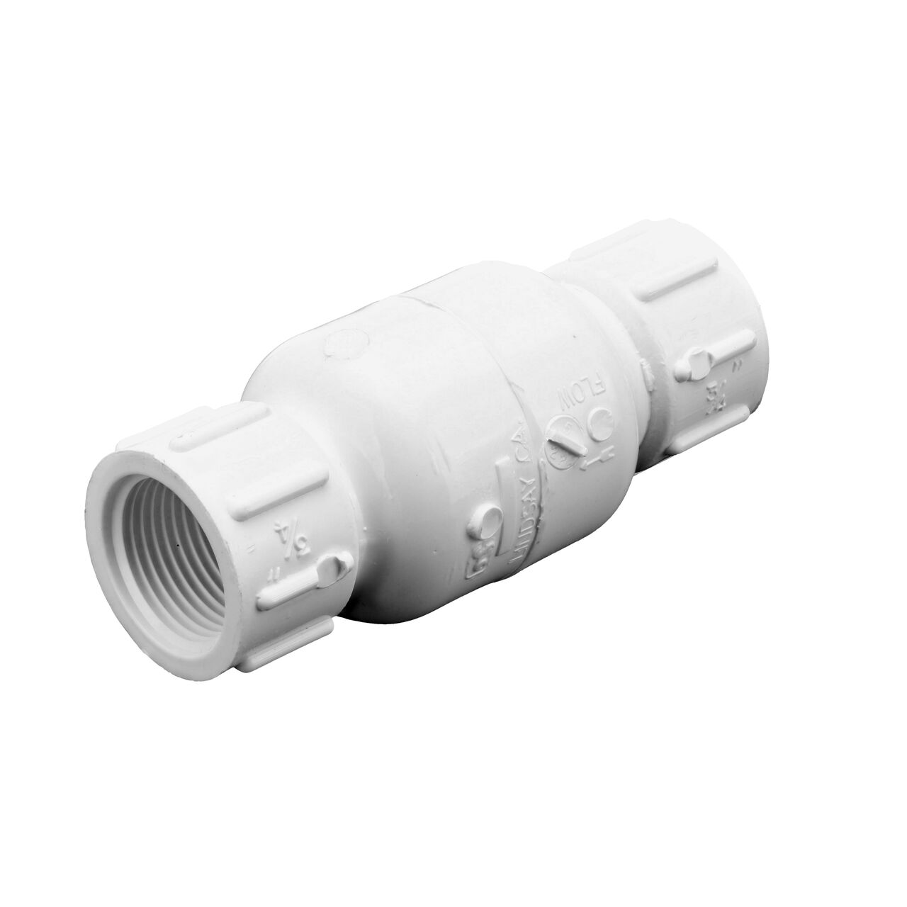 Alternate view of the NDS 3/4 in. IPS FPT X FPT PVC Adjustable Spring Check Valve (NDS 1205-07, NDS 1205-07-20) in white comes in either 2-1/2-5 lb. spring or 20 lb. spring