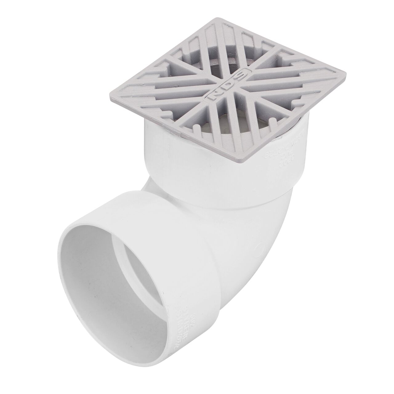 NDS Gray plastic 4 in. Square Grate fits 3 in. Drain Pipes & Fittings installed in 3 in. S&D Elbow (NDS 3)
