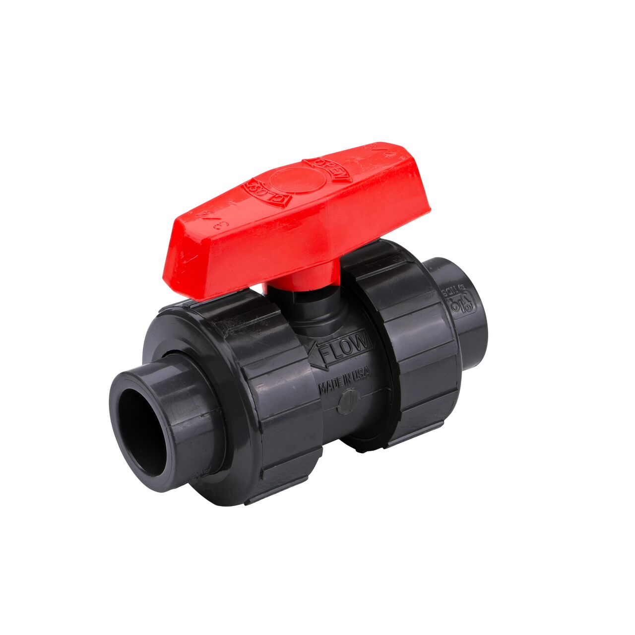 3/4 in. PVC Slip & Threaded True Union Ball Valve (NDS BTU-0750-E) is a leak-resistant valve that connects two 3/4 in. Sch. 80 pipes in an irrigation or other pressurized system to prevent costly property damage, pipe corrosion, and system issues