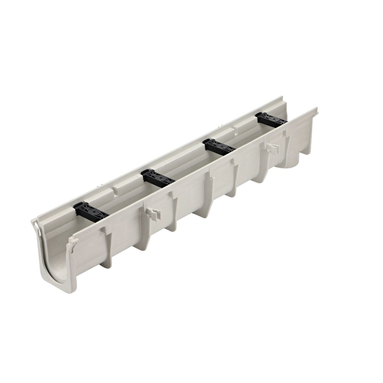 The Dura Slope Channel Drain is 6.69 in. to 7.02 in. deep, and help remove stormwater and prevent flooding (NDS DS-099)