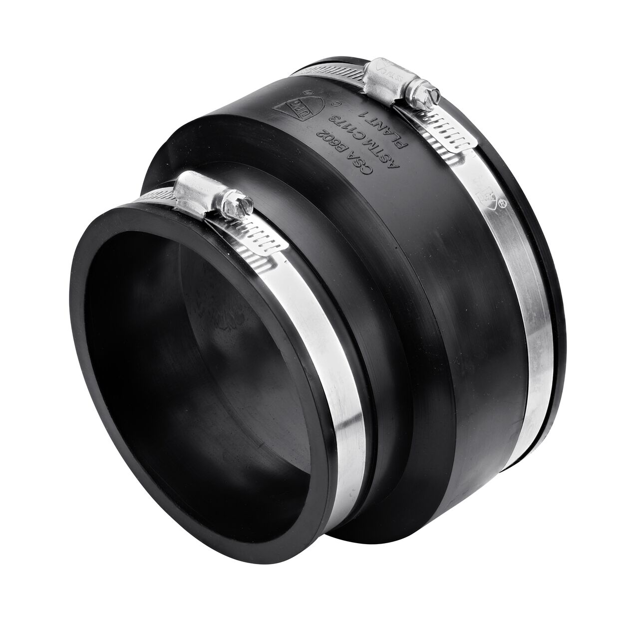 The NDS 4 in. flex coupling connects concrete pipe to cast iron/sewer & drain or DWV pipes and are to be used in non-pressurized utility and plumbing applications (NDS 06-44)