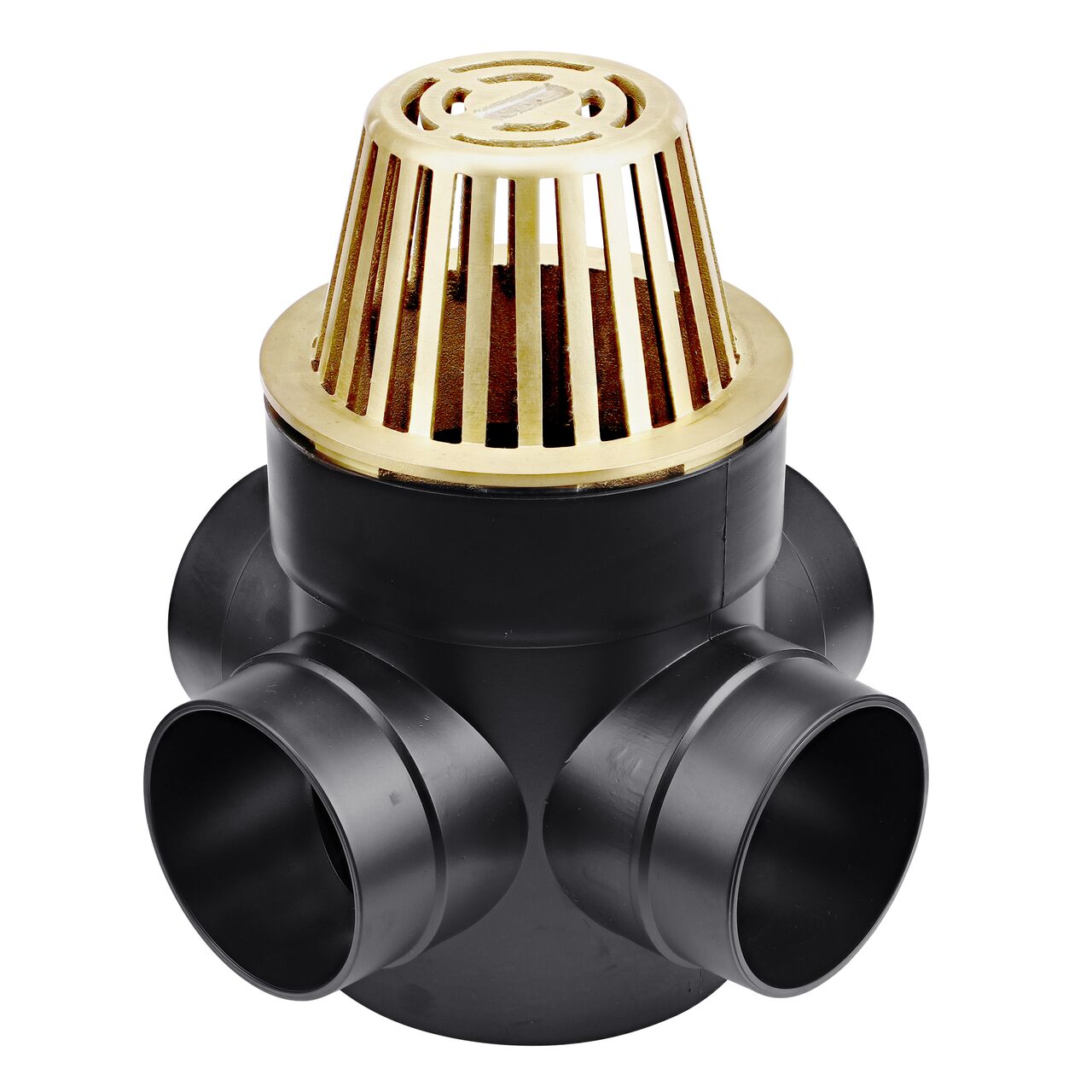NDS Brass 6 in. Atrum Grate (NDS 90B) installed to a triple outlet Spee-D Basin (NDS 205WHS)