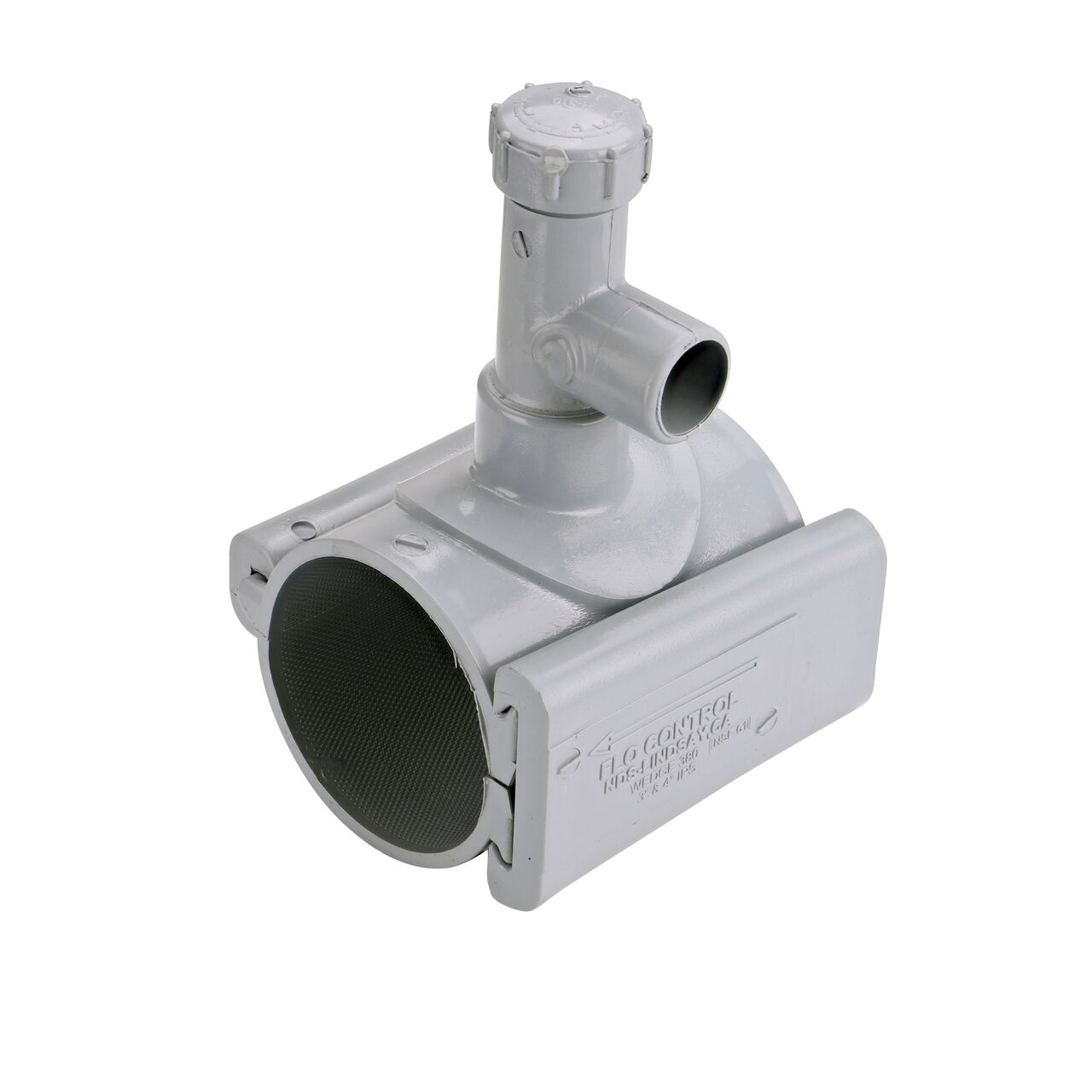 The 3 in. NDS Flo-Tap™ Rigid PVC Saddle with 3/4 in. socket or 1 in. spigot connection on top (NDS 3130) has a patented wedge design to add a branch connection to existing pipe without any bolts