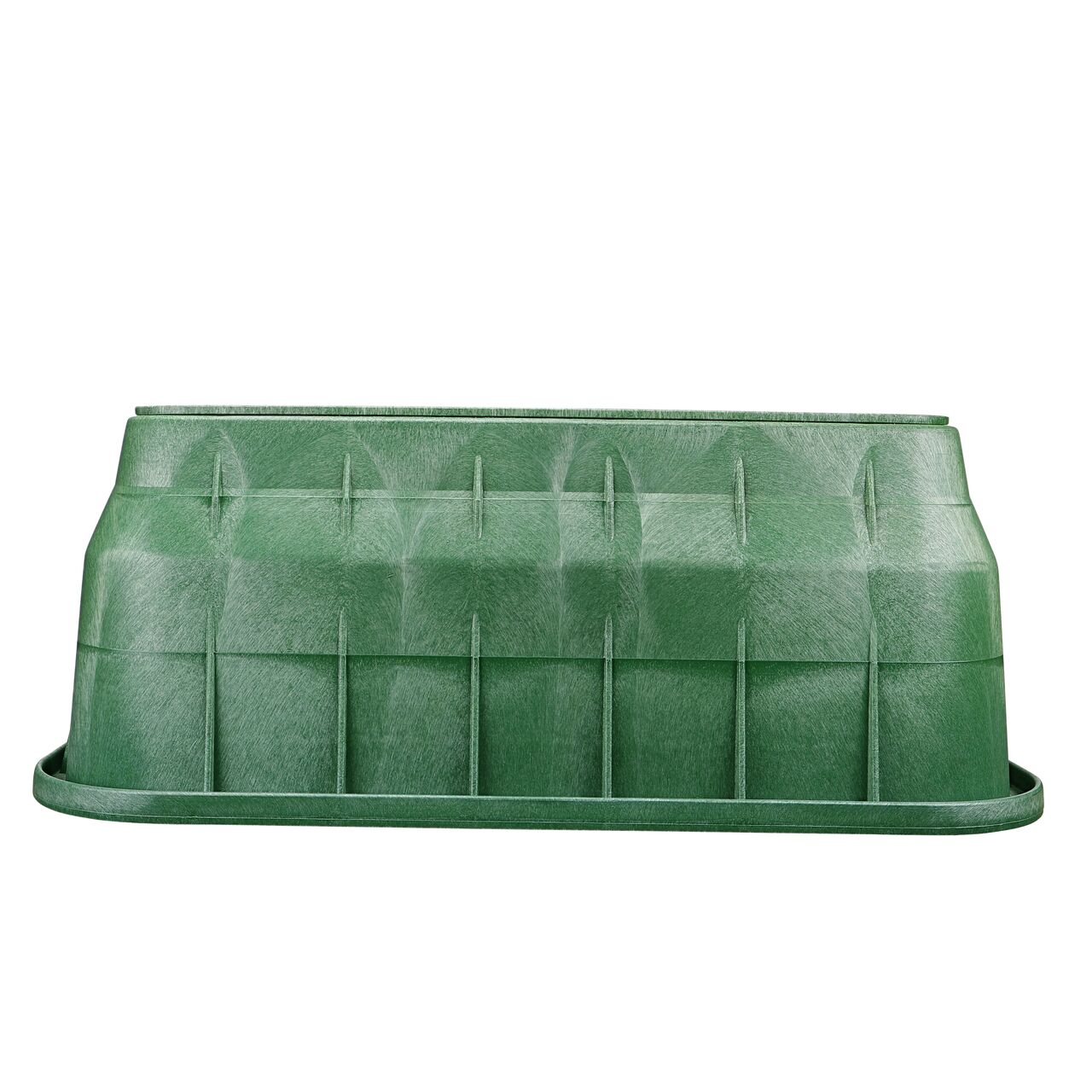 Side view of the longer length side of the NDS 17 in. X 30 in. Rectangular Pro-Spec® Series Valve Box & Sewer Cover (NDS SKU) which is engineered for superior strength with structural reinforcing ribs
