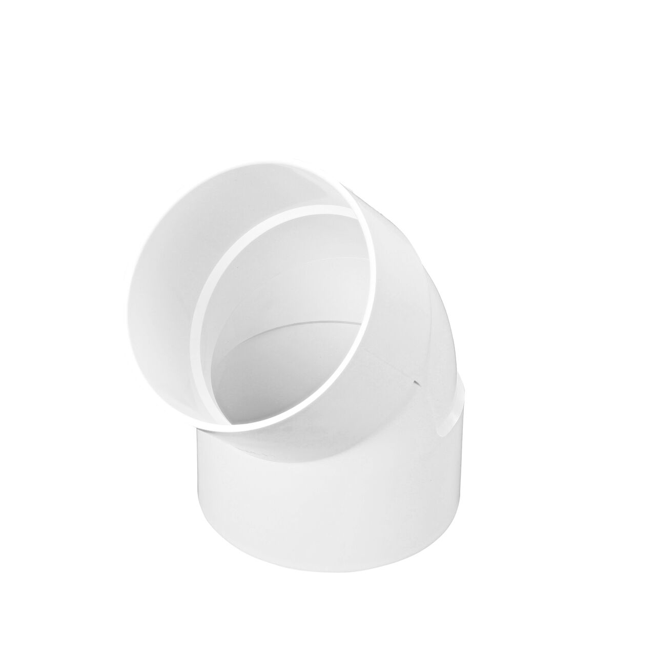 PVC 45° elbow, connects 6 in. Sewer and Drain pipes, Hub X Hub connection (NDS 6P03)