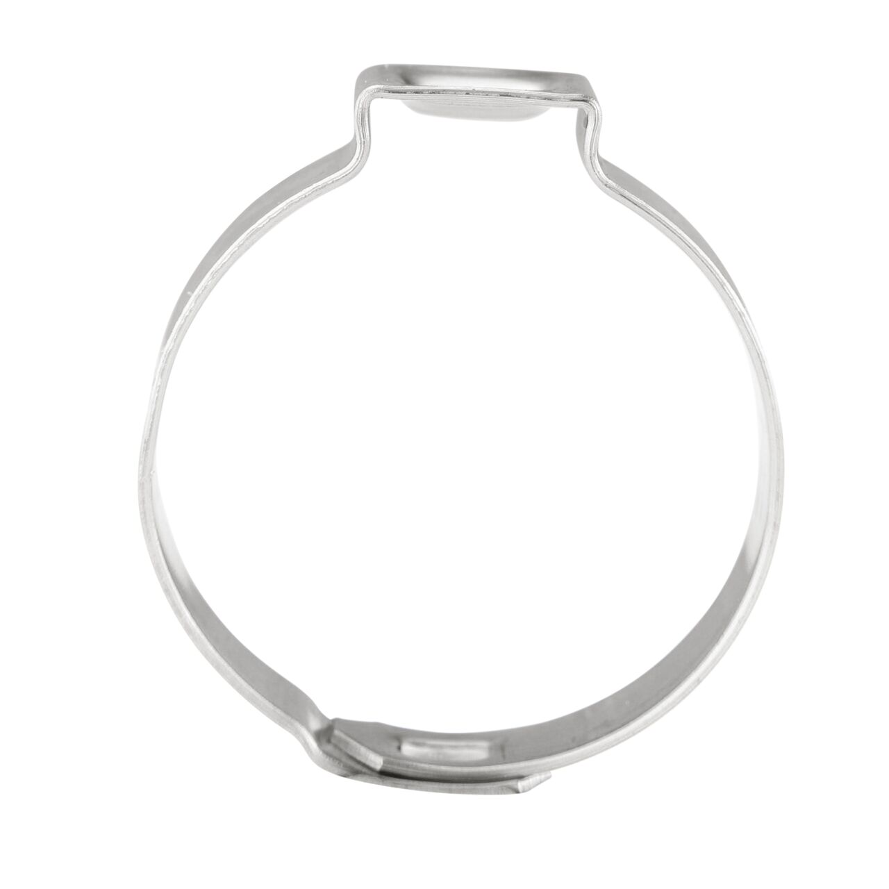 Install the NDS 256R Stainless Steel Pinch Clamp (NDS NC-155000-015) by sliding onto connection point between two pliable hoses or rigid pipes and crimp clamp ear to tighten (use pinch clamp tool sold separately)