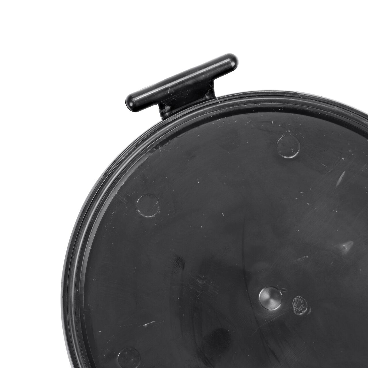 Closeup of the elastomeric gasket in the flapper which creates a watertight seal on the NDS Black 6 in. ABS Backwater Valve (NDS 675) and is replaceable