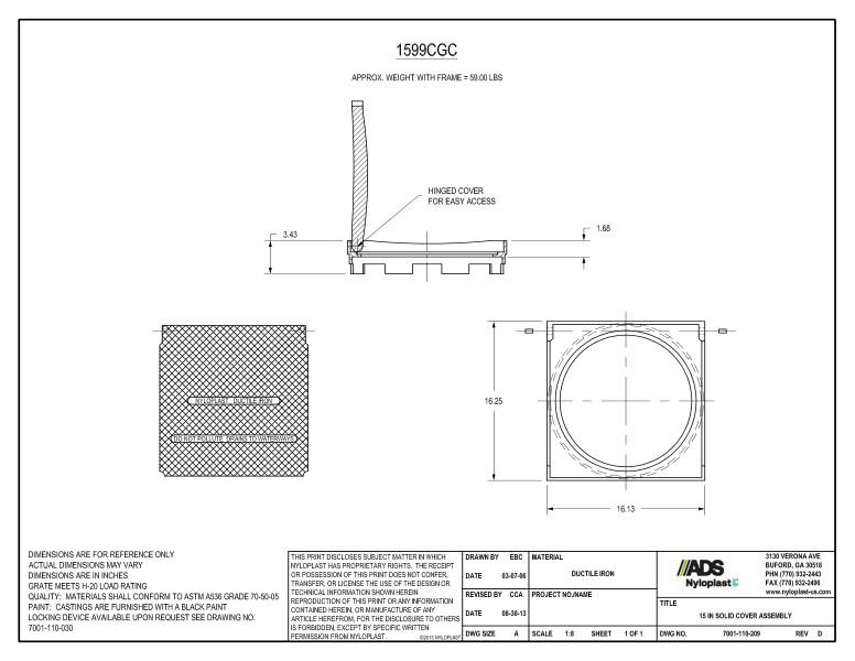 15" Solid Cover Assembly Nyloplast Detail