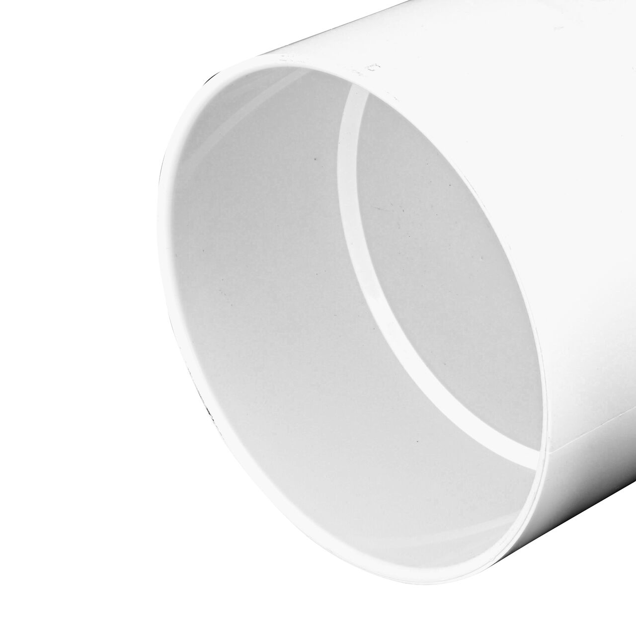 Closeup of the edge and interior lip of the NDS 6 in. PVC Sewer and Drain 45° Wye (NDS 6P08)