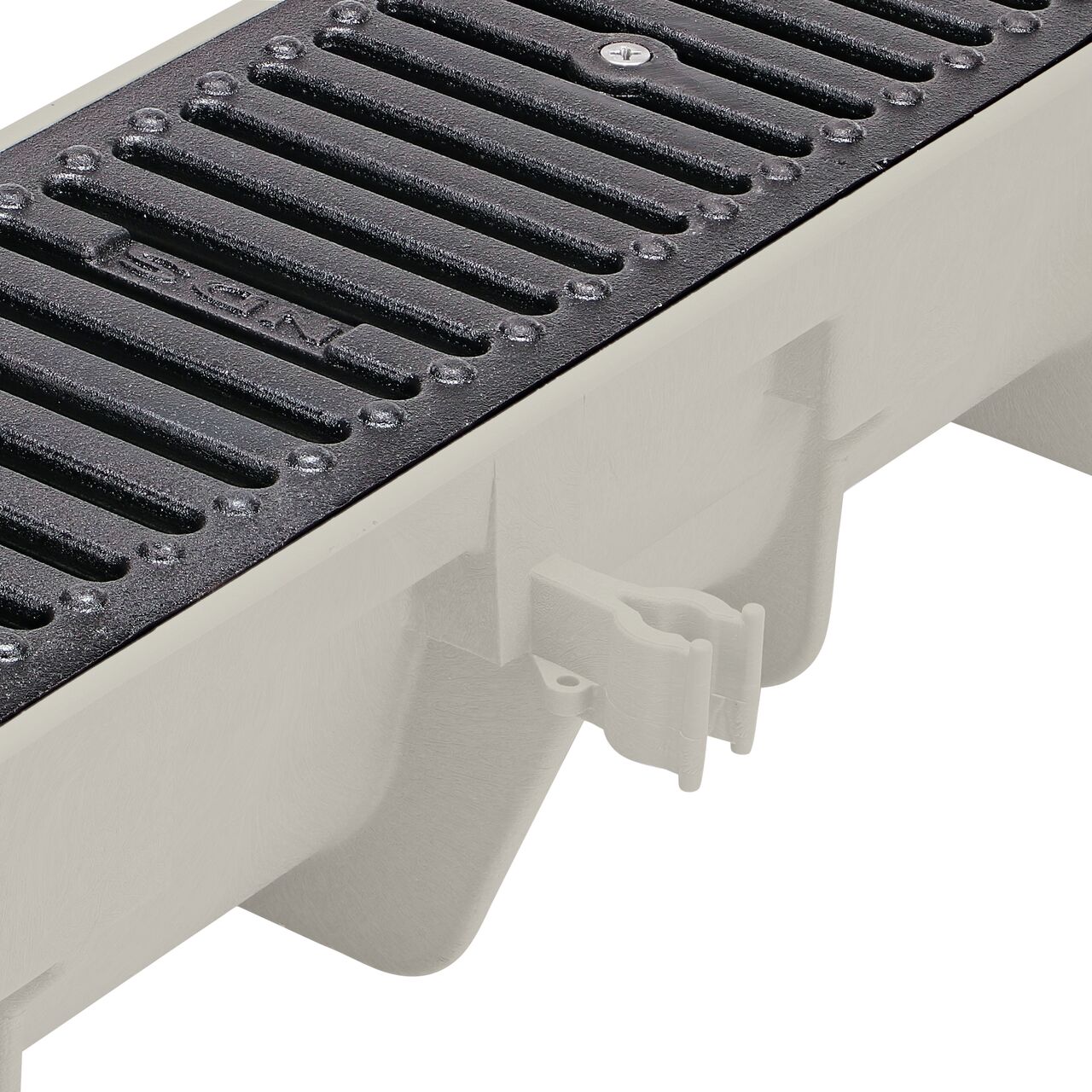 Each channel features the LeveLoc™ rebar clips with integral protruding knob levels that channel and grips rebar on the NDS Neutral Dura Slope Channel Drain Kit (NDS DS-091NDIKIT)