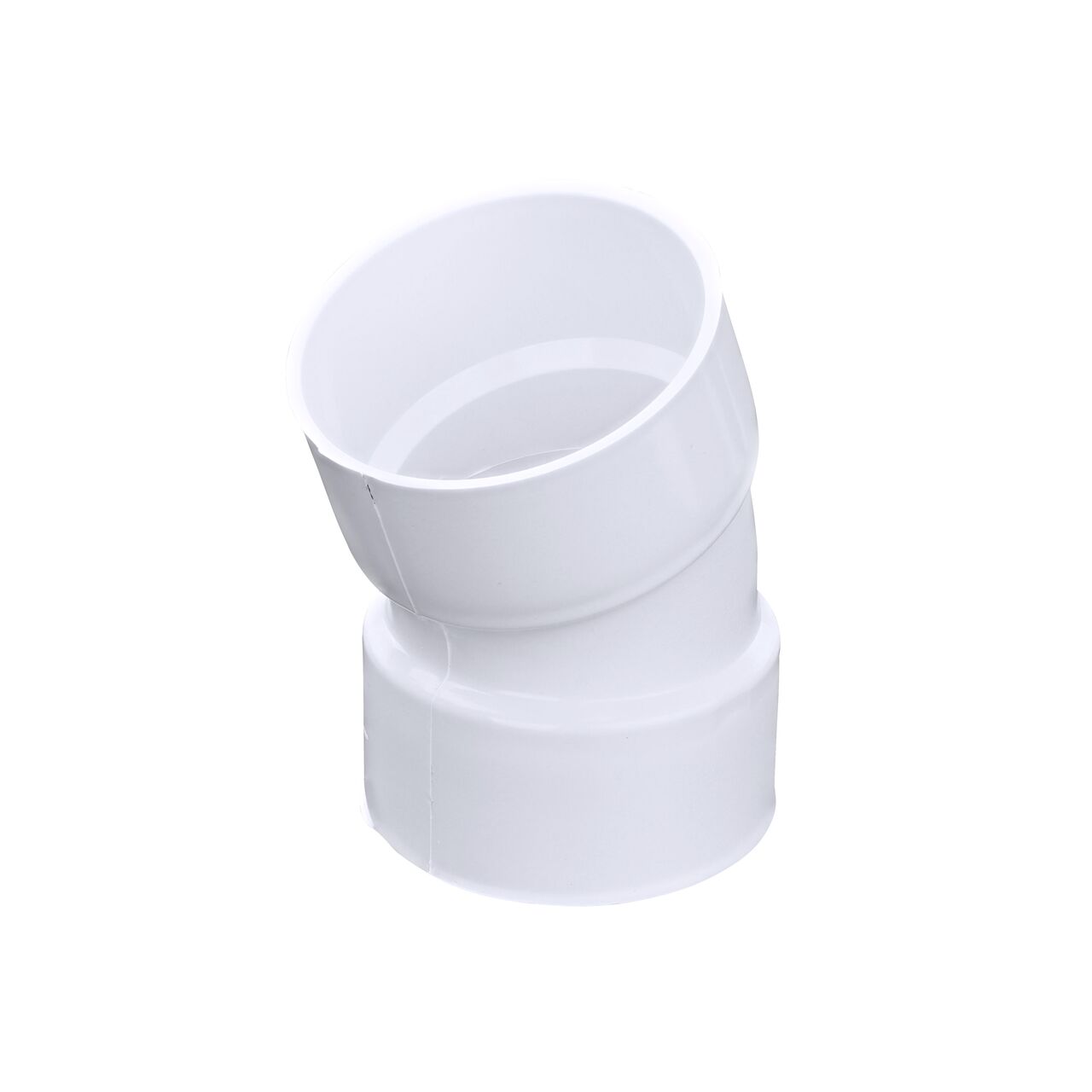 The PVC 22.5° elbow, connects 3 in. Sewer and Drain pipes, Hub X Hub connection (NDS 3P04)