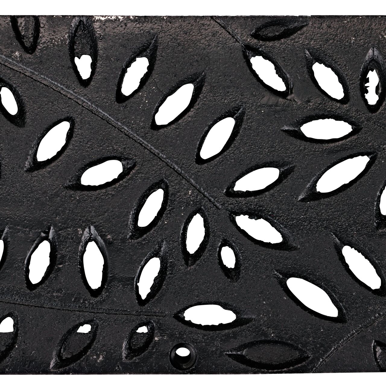 Top Down View of the NDS Spee-D® Channel Drain Grate in Cast Iron Decorative Botanical Design (NDS 252CI)