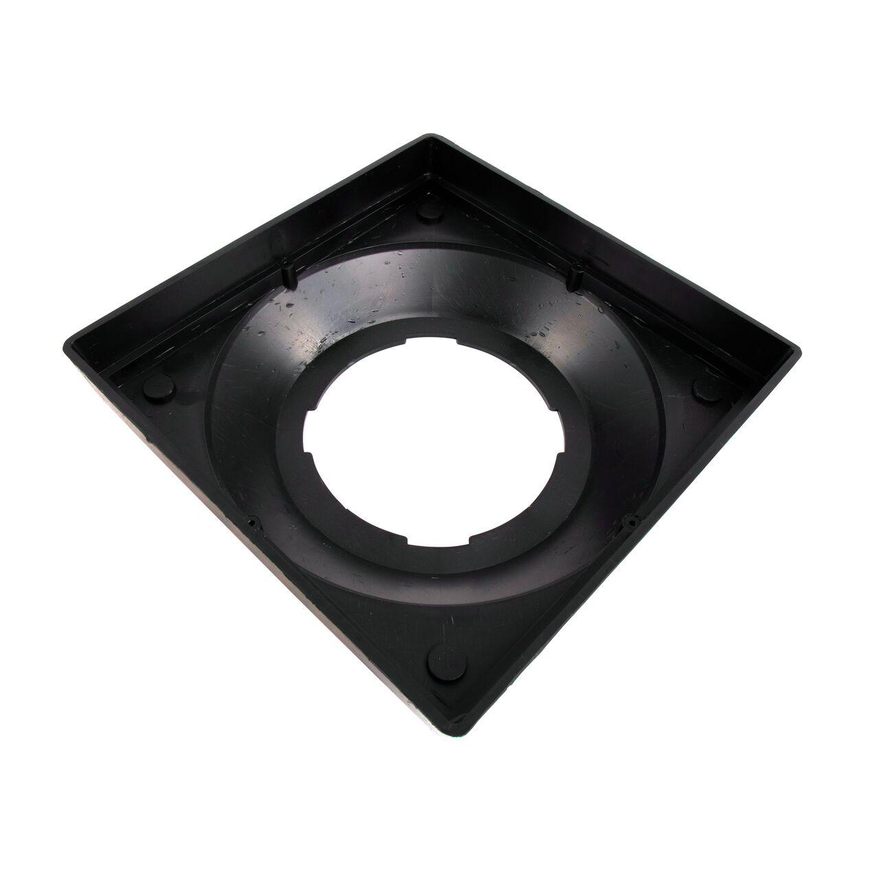 Top down shot of the 12 in. Square Low-Profile Adapter which fits 3 in. to 8 in. drain pipes (NDS 1230*, NDS 1230)