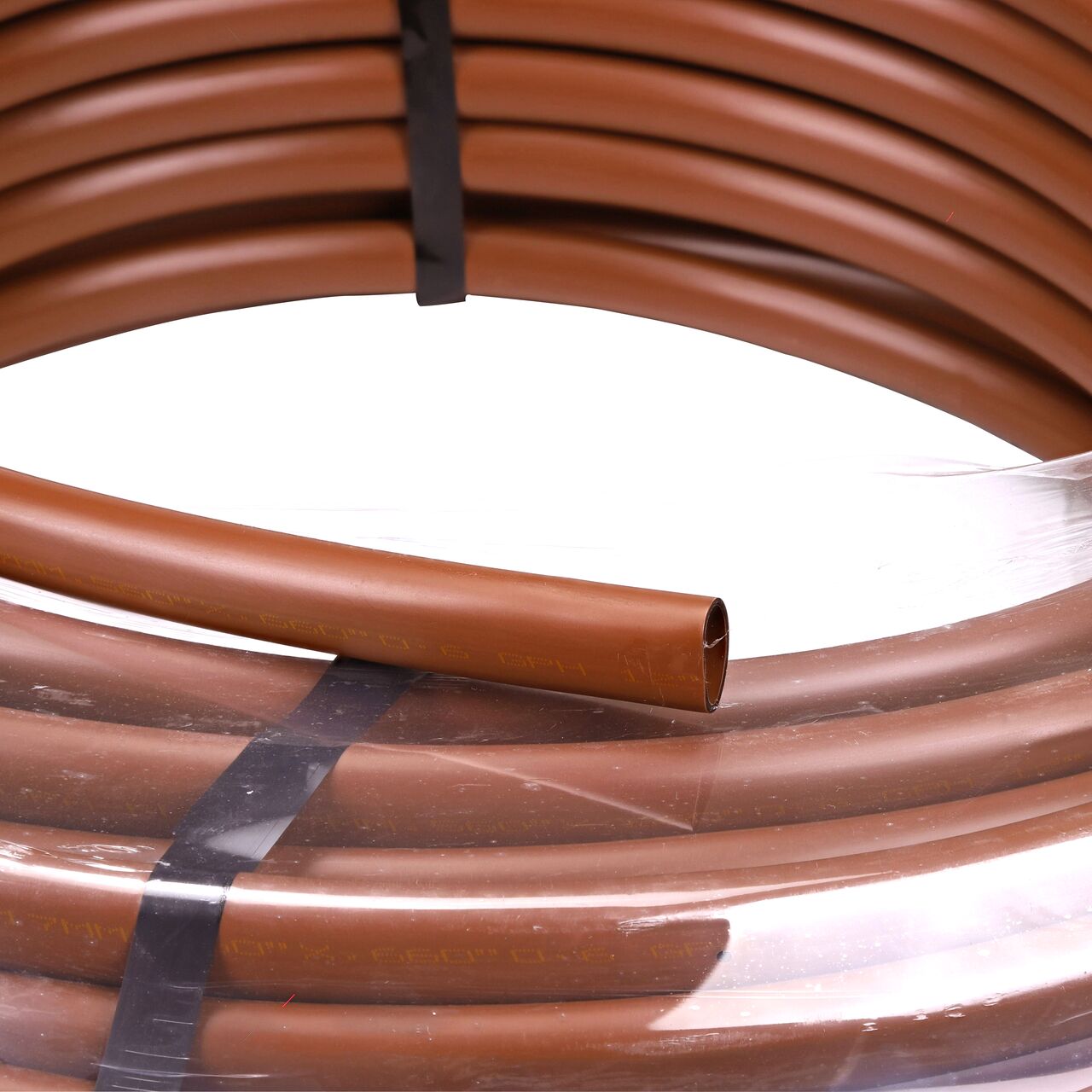The special shrinkwrap contains the  NDS 250 ft. 17mm Dura Flo™ Check Valve (NDS SFCV-BR-6212-025S, NDS SFCV-BR-6412-025S, NDS SFCV-BR-6418-025S, NDS SFPC-BR-17212-025S, NDS SFPC-BR-17412-025S, NDS SFPC-BR-17218-025S) while you pull out what you need from the center end