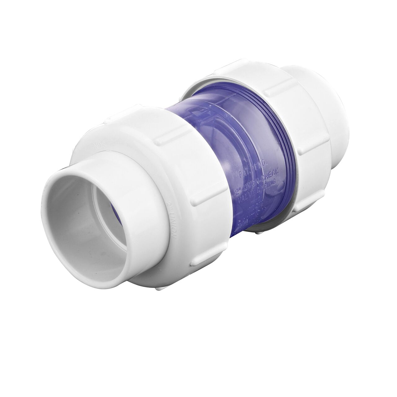 NDS Clear 2 in. IPS slip by slip PVC Compact True Union Spring Check Valve with 5 lb. spring (NDS 1795C20)