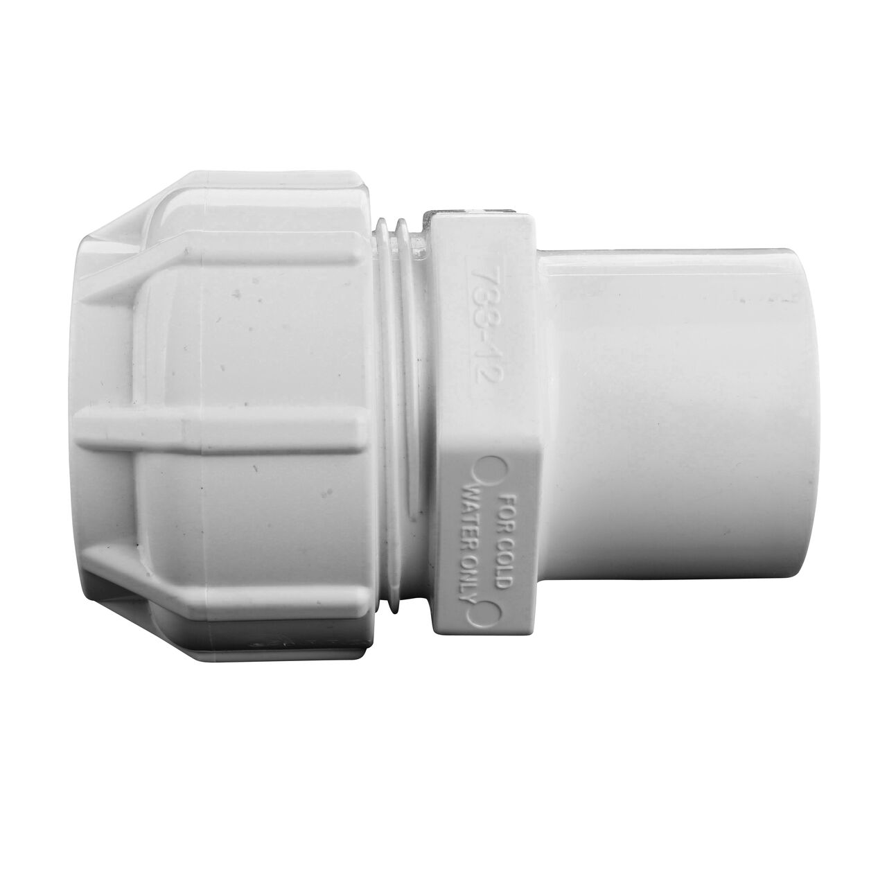 Side View of the NDS 1 1/4 in. IPS Spigot X SDR-9 CTS Flo-Lock™ Gripper Adapter (NDS 733-12) which transports water through pipes