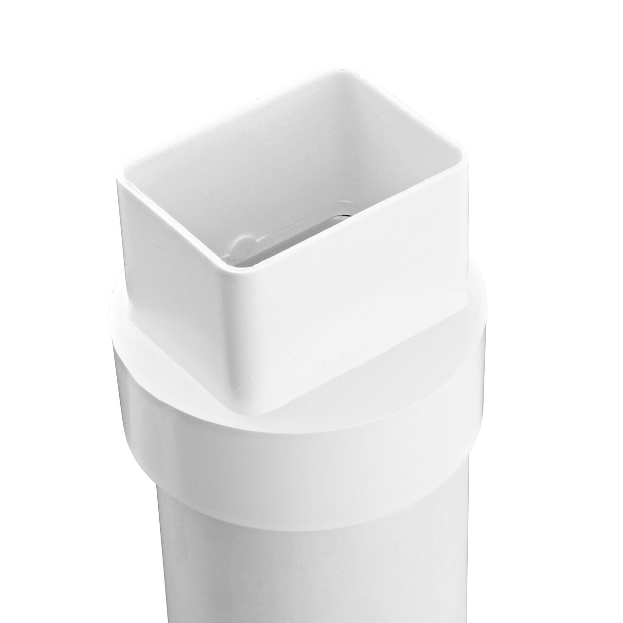 4 in. DWV/Sch. 40 pipe installed on bottom of the the NDS PVC downspout adapter (NDS 9P08*, NDS 9P08)
