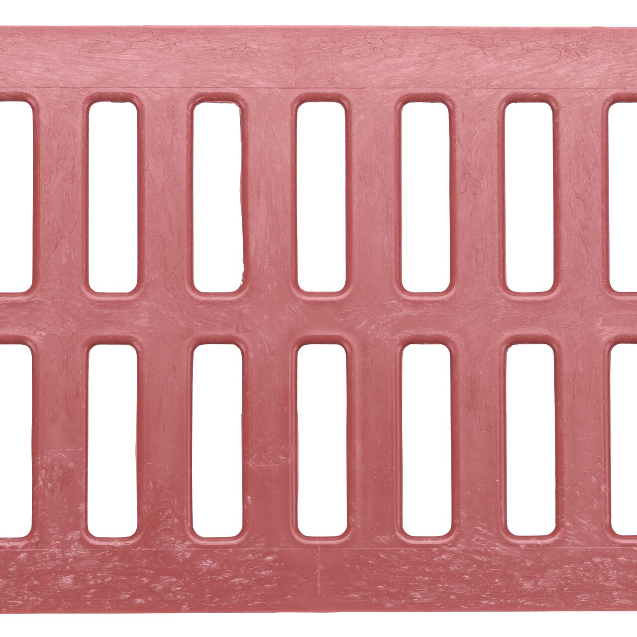 Top down view of the Brick Red Plastic Mini Channel™ Drain Grate (NDS 551)