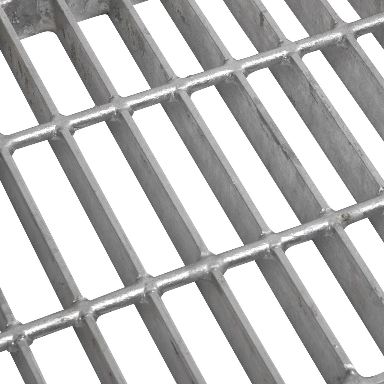 Closeup view of NDS 9 in. Square Catch Basin Drain Grate, Galvanized Steel (NDS 915)