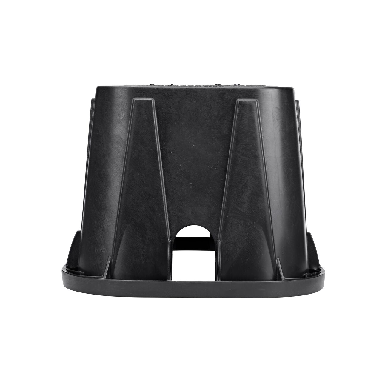 The NDS 14 in. X 19 in. Rectangular AMR Meter Box Cover (NDS D12-TAMR) is a Drop-in lid shown here from the side, that prevents dirt and debris from entering the meter box