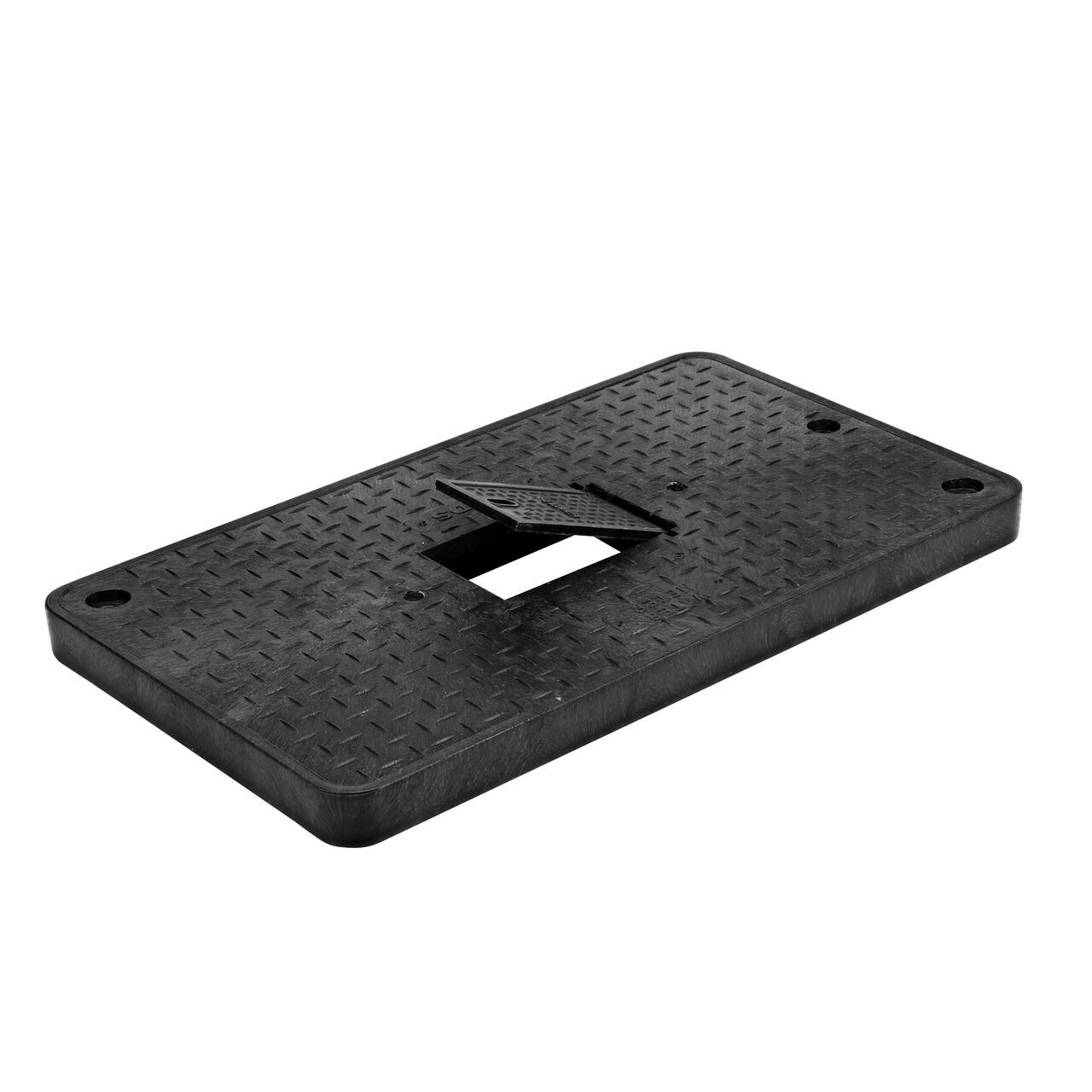 The Cast Iron reader door lifts up for easy access on the NDS 17 in. X 30 in. Black Water Meter Drop-In cover (NDS 123CDMCIF) that fits the NDS 10 X 15 in. Pro Series Meter Box