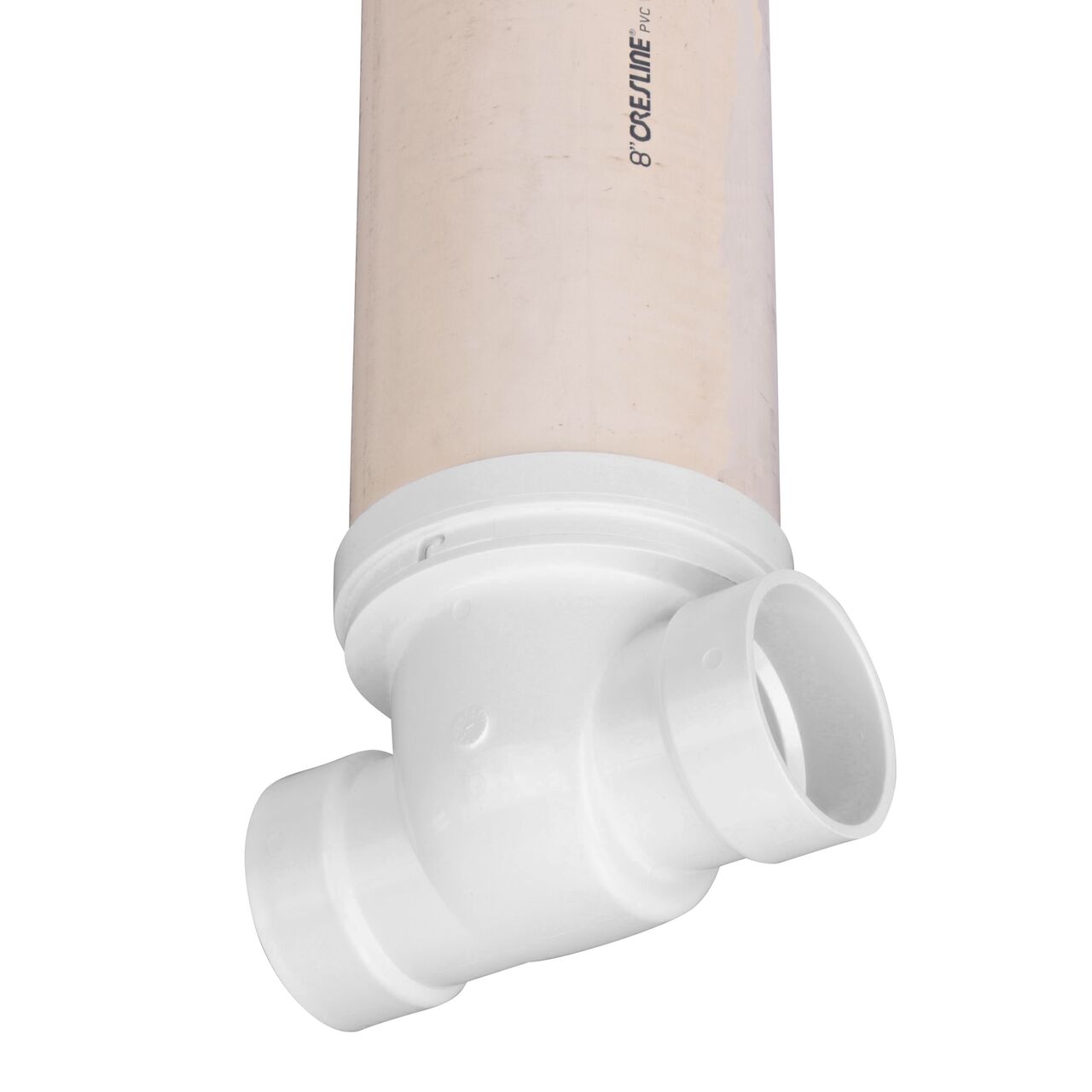 Alternate view showing the inlet end on the NDS 4 in. White PVC Backwater Valve with Riser and Cover (NDS 475PR) which fits DWV pipe