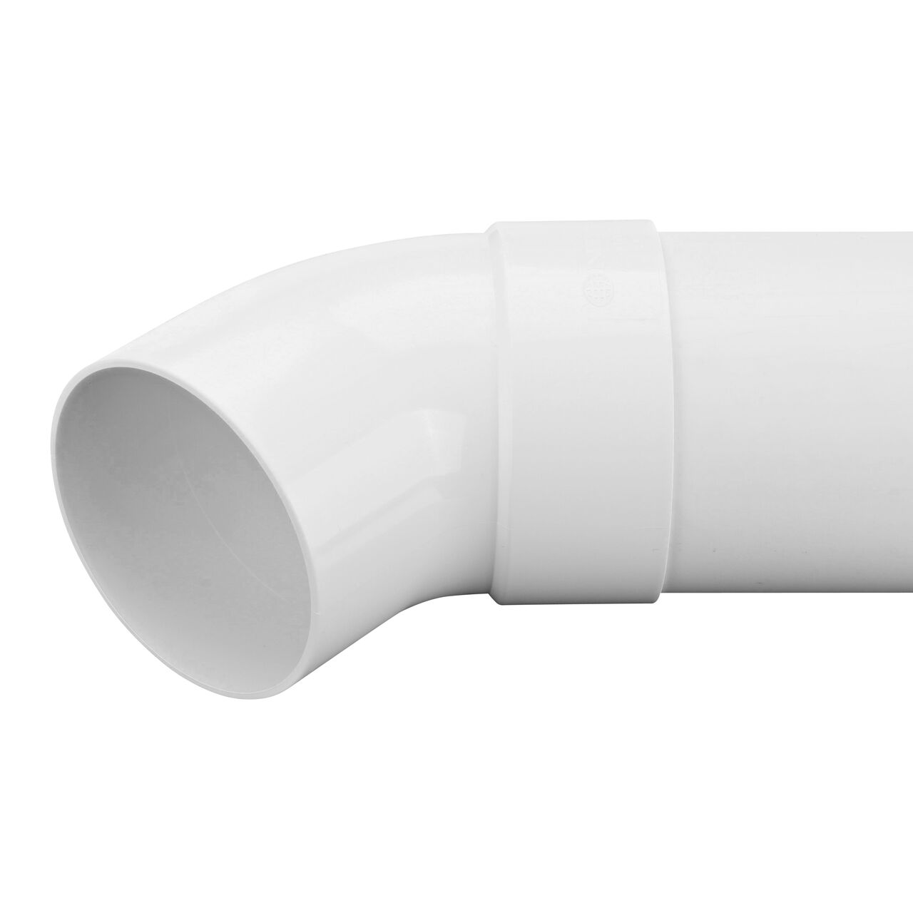 The NDS PVC 45° street elbow connected to a 4 in. Sewer and Drain pipe using the Hub connection (NDS 4P03ST, NDS L4P03ST)