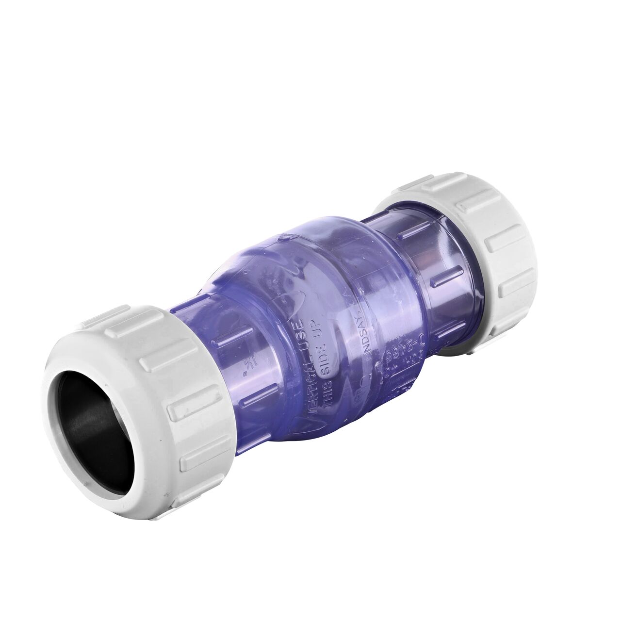 NDS Clear 1-1/2 in. compression fitting end by compression fitting end PVC Compression Swing Check Valve (NDS 1500C15)