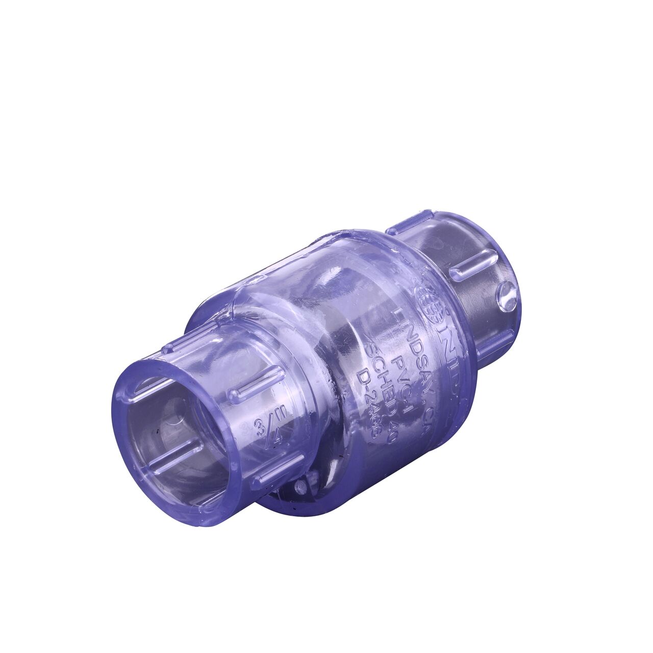 NDS Clear 3/4 in. slip end by slip end leak-resistant PVC Swing Check Valve (NDS 1520C07) conveys water one-way through pipe and prevents backflow