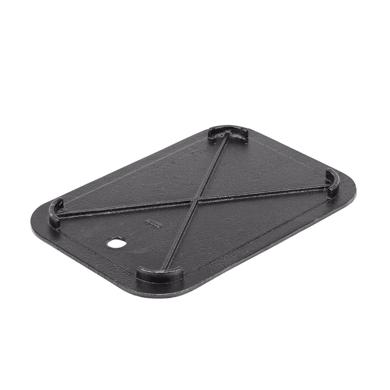 The Cast Iron reader door lifts up for easy access on the NDS 14 in. X 19 in. Black Cast Iron Water Meter Overlapping cover (NDS D1200-CIL) that fits the NDS 14 X 19 in. Standard Series Meter Box