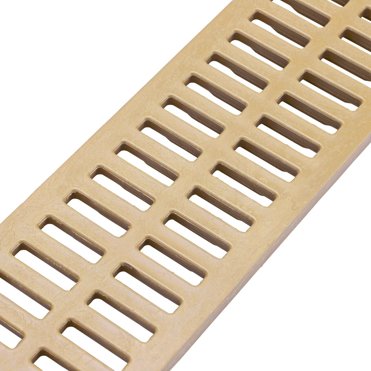 Closeup Angled View of the Sand Plastic Mini Channel™ Drain Grate (NDS 544)