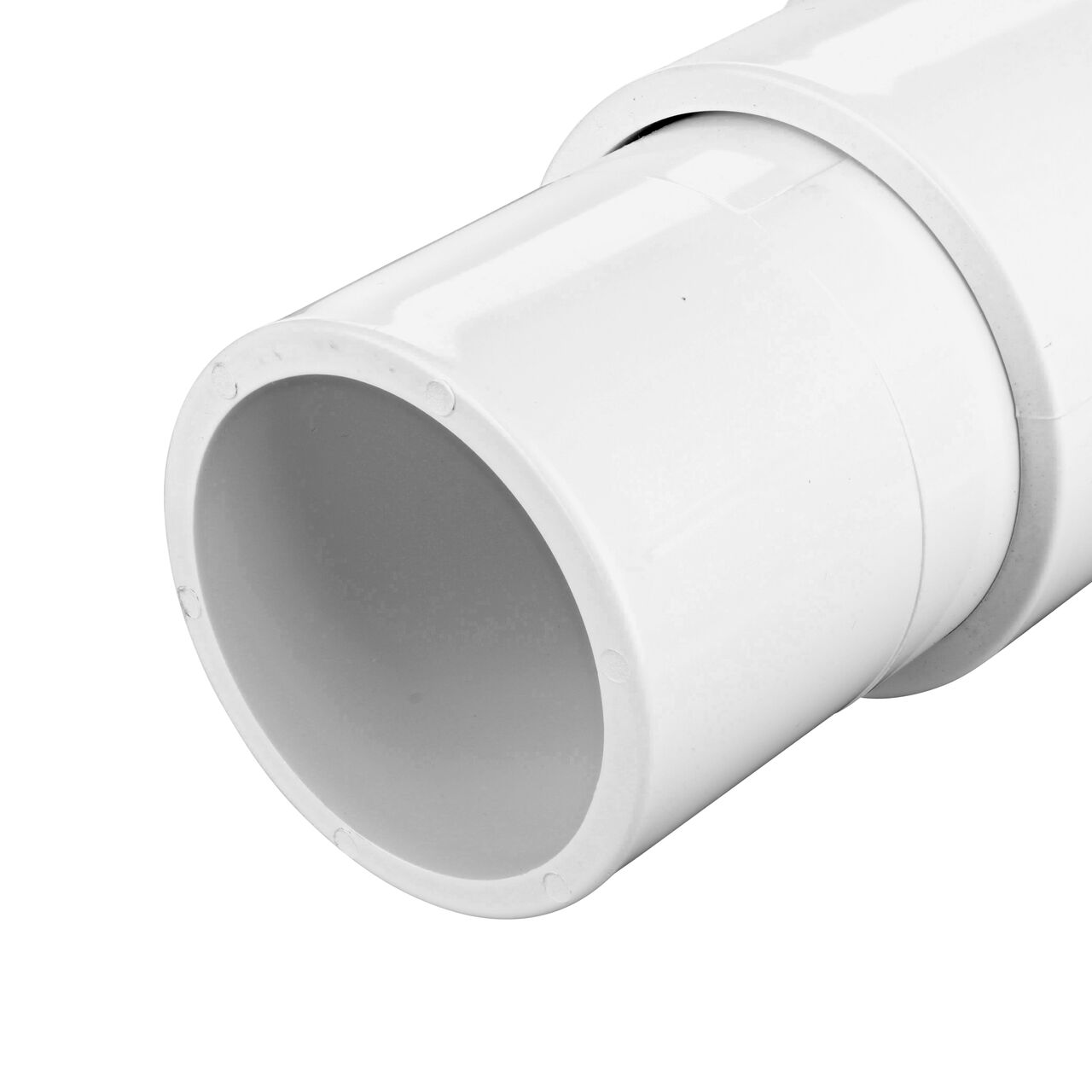 Closeup view of the 2-1/2 inch spigot end on the Pro-Span 2-1/2 in. Expansion Repair Coupling (118-25), which requires a 2-1/2 in. Schedule 40 PVC coupling, sold separately, for installation