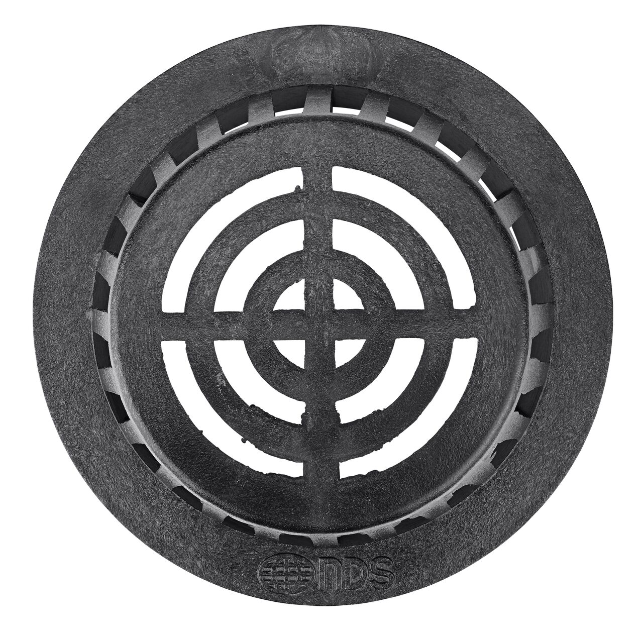 Top Down view of the NDS Black Plastic 6 in. Atrum Grate (NDS 90)