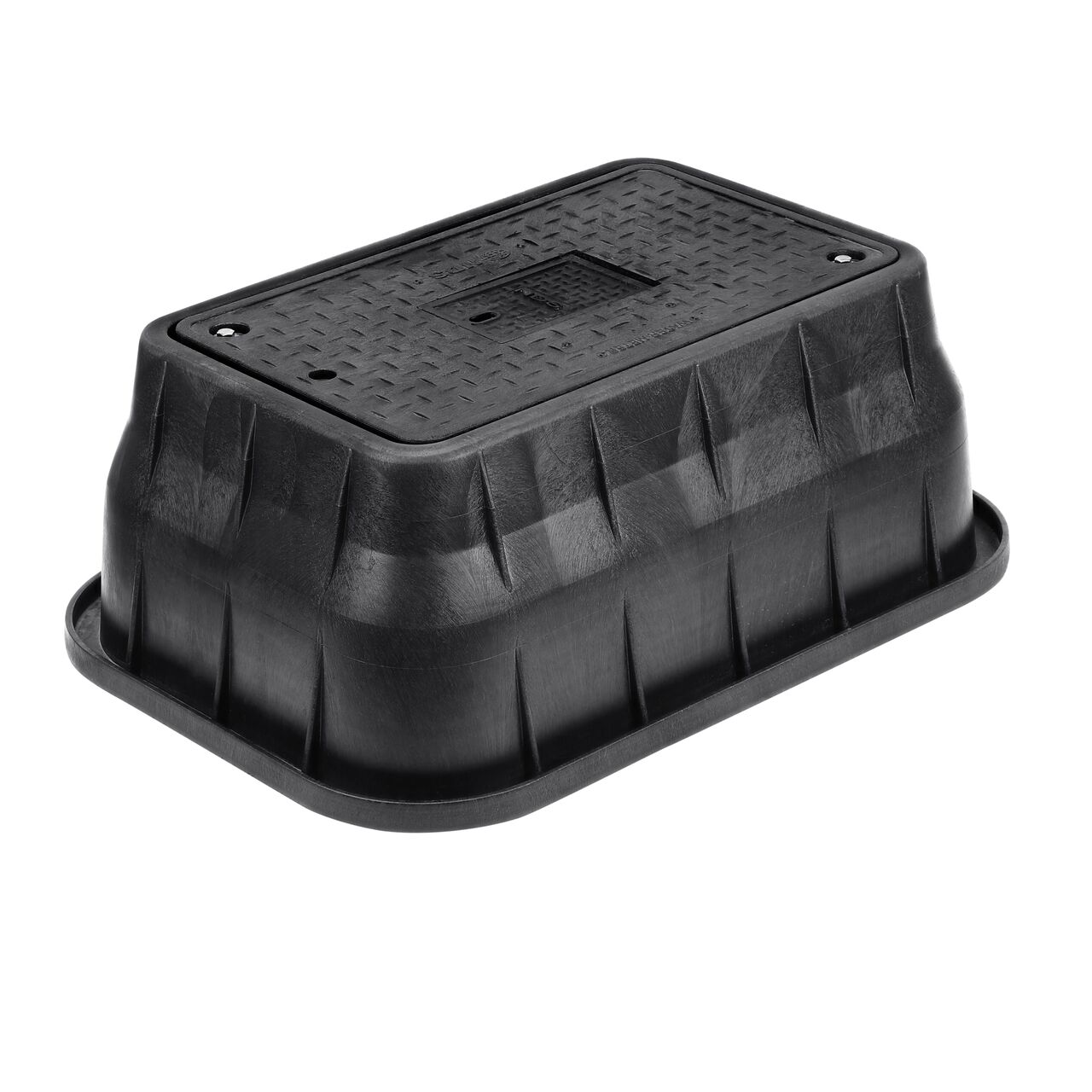 The NDS 13 in. X 24 in. Rectangular Standard Series Meter Box and Cover is a 12 in. high Black Box with Bolt and Black Cover with Water Meter markings on the Drop-in lid (NDS 121BCDMCIFB) with a Cast Iron reader door and protects underground irrigation and sprinkler system components and keeps them out of sight