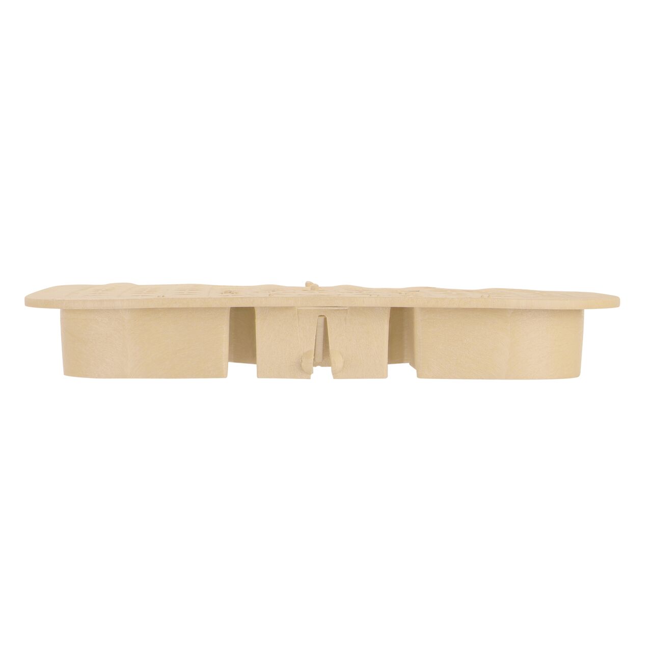The NDS 13 in. X 20 in. Rectangular Pro-Spec® Series Sand Irrigation Control Valve Box Cover (NDS 317CSAND) is an overlapping lid shown here from the side, that prevents dirt and debris from entering the valve box