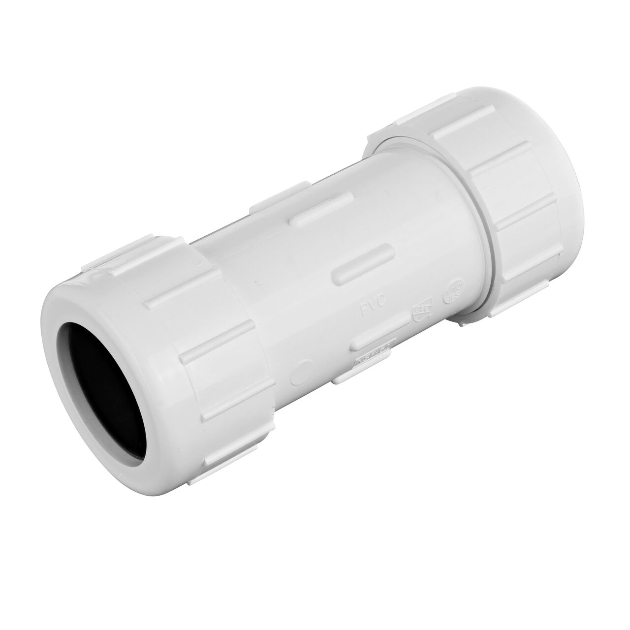 The NDS 1-1/2 in. IPS UC Compression Coupling forms a corrosion-free connection between two pipes to direct flow one-way through the system (NDS CPC-1500)