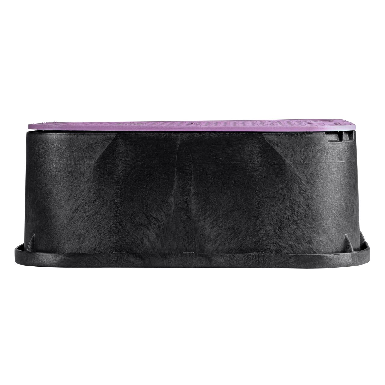 Side view of the longer length side of the NDS 14 X 19 in. Rectangular Standard Series Valve Box Extension & Reclaimed Water Cover (NDS 115BCR) which is engineered for superior strength with structural reinforcing ribs
