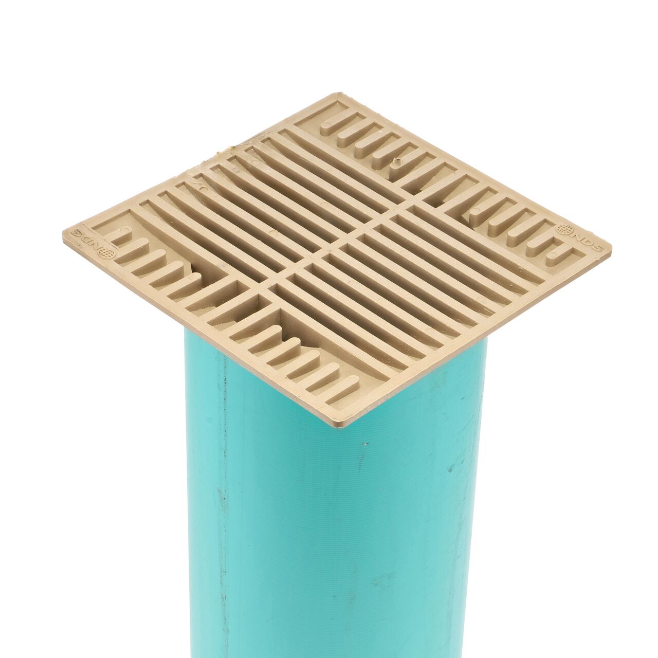 NDS 8 in. Sand Square Grate installed on 6 in. Sewer and Drain Pipe (NDS 883S)