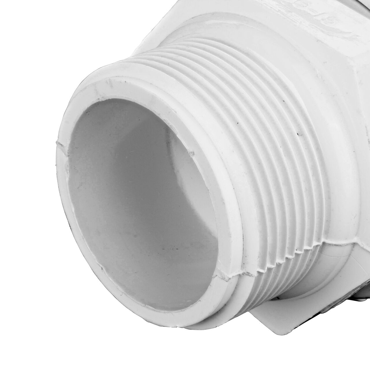 Closeup of the Threaded MPT connection end on the NDS 1 1/2 in. SDR-9 CTS to 1 1/2 in MPT Flo-Lock™ Gripper Adapter (NDS 730-15)