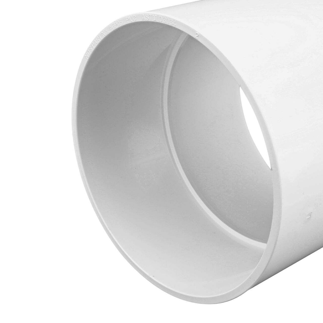 Closeup of the hub on the NDS 6 in. PVC Sewer and Drain Coupling  (NDS 6P05)